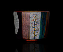 画像をギャラリービューアに読み込む, 伊藤北斗 釉刻色絵金銀彩 面取茶盌 -Moon-