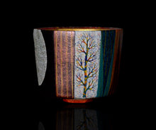 画像をギャラリービューアに読み込む, 伊藤北斗 釉刻色絵金銀彩 面取茶盌 -Moon-