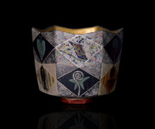 画像をギャラリービューアに読み込む, 伊藤北斗 釉刻色絵金銀彩 面取茶盌