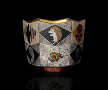 画像をギャラリービューアに読み込む, 伊藤北斗 釉刻色絵金銀彩 面取茶盌