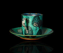 画像をギャラリービューアに読み込む, 伊藤北斗 釉刻色絵金銀彩 珈琲呑 -Raccoon-