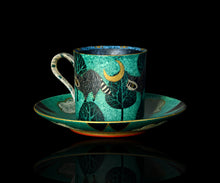 画像をギャラリービューアに読み込む, 伊藤北斗 釉刻色絵金銀彩 珈琲呑 -Raccoon-