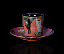 画像をギャラリービューアに読み込む, 伊藤北斗 釉刻色絵金銀彩 珈琲呑 -Cat-