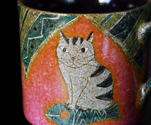 画像をギャラリービューアに読み込む, 伊藤北斗 釉刻色絵金銀彩 珈琲呑 -Cat-
