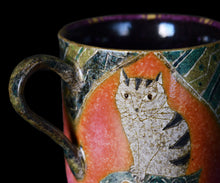 画像をギャラリービューアに読み込む, 伊藤北斗 釉刻色絵金銀彩 珈琲呑 -Cat-