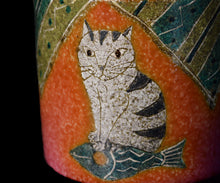 画像をギャラリービューアに読み込む, 伊藤北斗 釉刻色絵金銀彩 珈琲呑 -Cat-