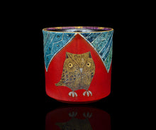 画像をギャラリービューアに読み込む, 伊藤北斗 釉刻色絵金銀彩 珈琲呑 木菟