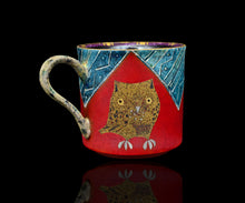 画像をギャラリービューアに読み込む, 伊藤北斗 釉刻色絵金銀彩 珈琲呑 木菟