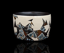 画像をギャラリービューアに読み込む, 多田幸史 幾何紋金白金銀彩 茶碗