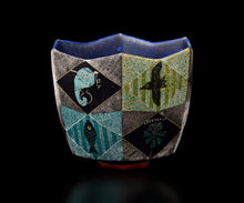 画像をギャラリービューアに読み込む, 伊藤北斗 釉刻色絵金銀彩 面取茶盌