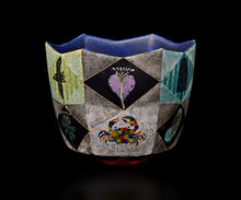 画像をギャラリービューアに読み込む, 伊藤北斗 釉刻色絵金銀彩 面取茶盌