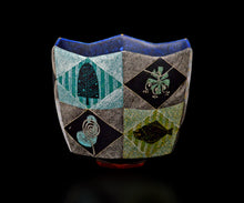 画像をギャラリービューアに読み込む, 伊藤北斗 釉刻色絵金銀彩 面取茶盌