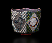 画像をギャラリービューアに読み込む, 伊藤北斗 釉刻色絵金銀彩 面取茶盌