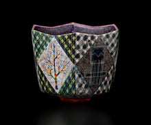 画像をギャラリービューアに読み込む, 伊藤北斗 釉刻色絵金銀彩 面取茶盌