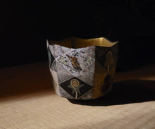画像をギャラリービューアに読み込む, 伊藤北斗 釉刻色絵金銀彩 面取茶盌
