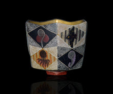 画像をギャラリービューアに読み込む, 伊藤北斗 釉刻色絵金銀彩 面取茶盌
