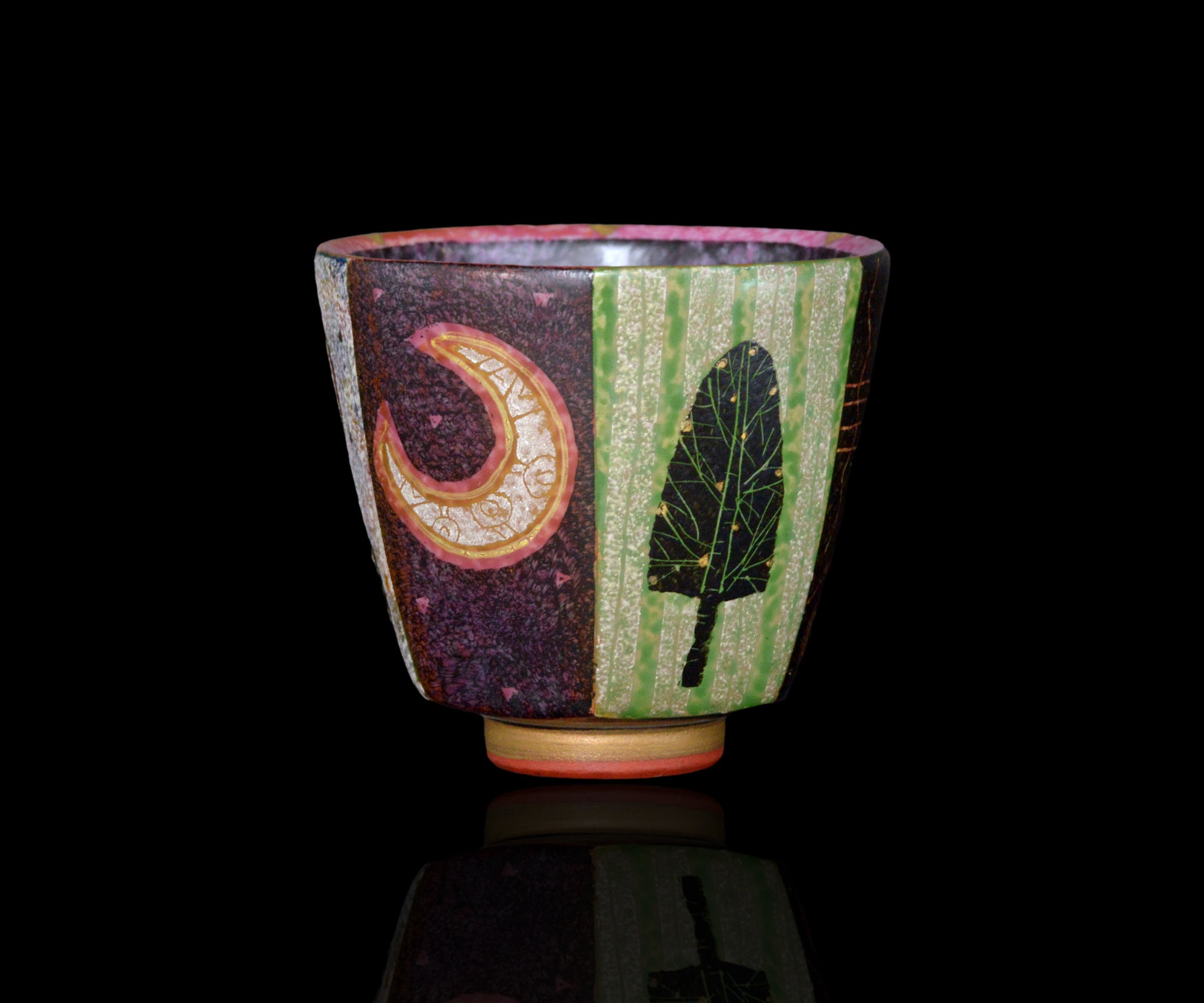 伊藤北斗 釉刻色絵金銀彩 面取ぐい呑 -Snake- – 窯と土～Kama-to-tsuchi～