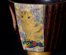 画像をギャラリービューアに読み込む, 伊藤北斗 釉刻色絵金銀彩 面取ぐい呑 -Cat-

