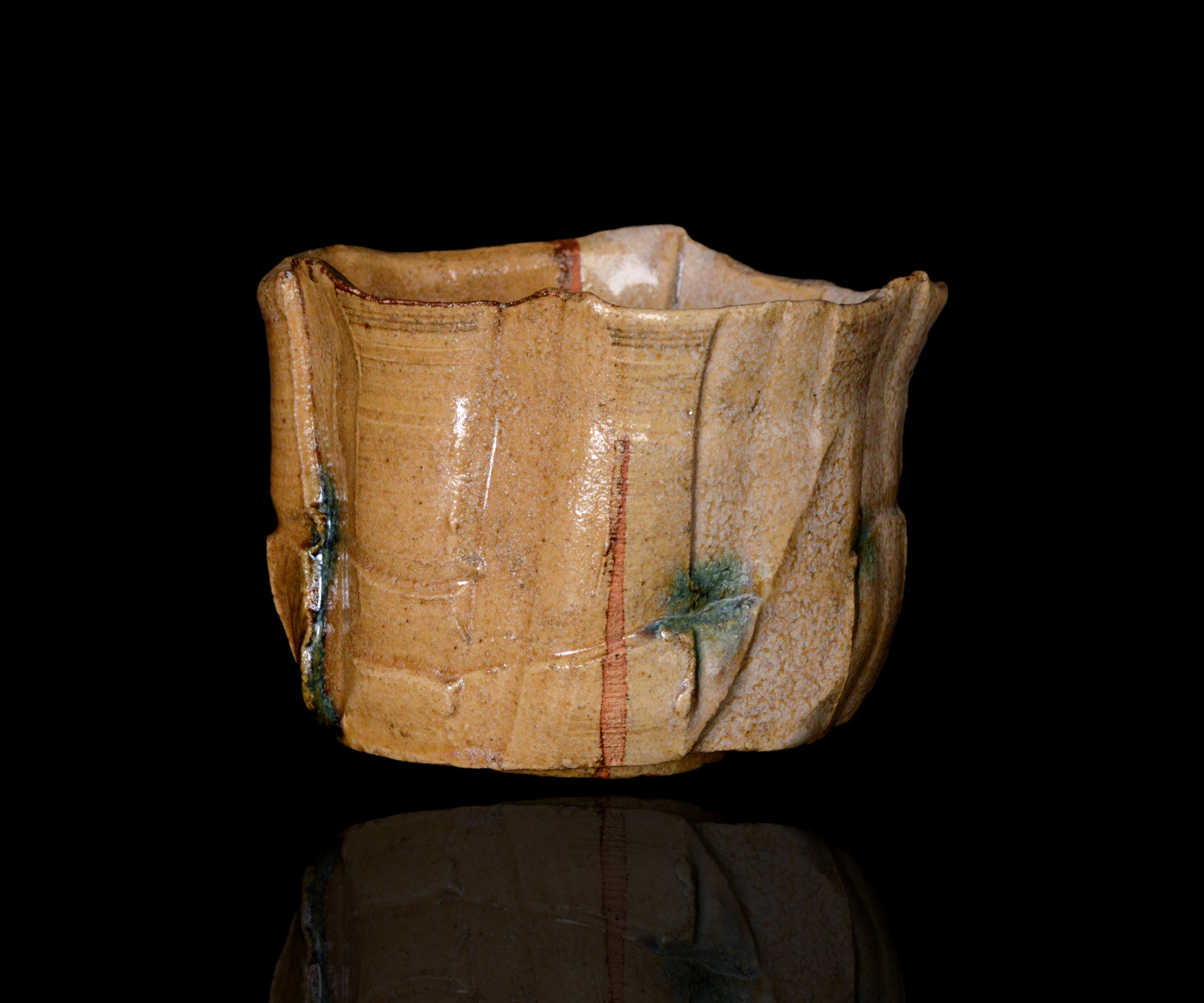 松村遷 本沼手黄瀬戸掛分茶盌 銘「金盞花」 – 窯と土～Kama-to-tsuchi～