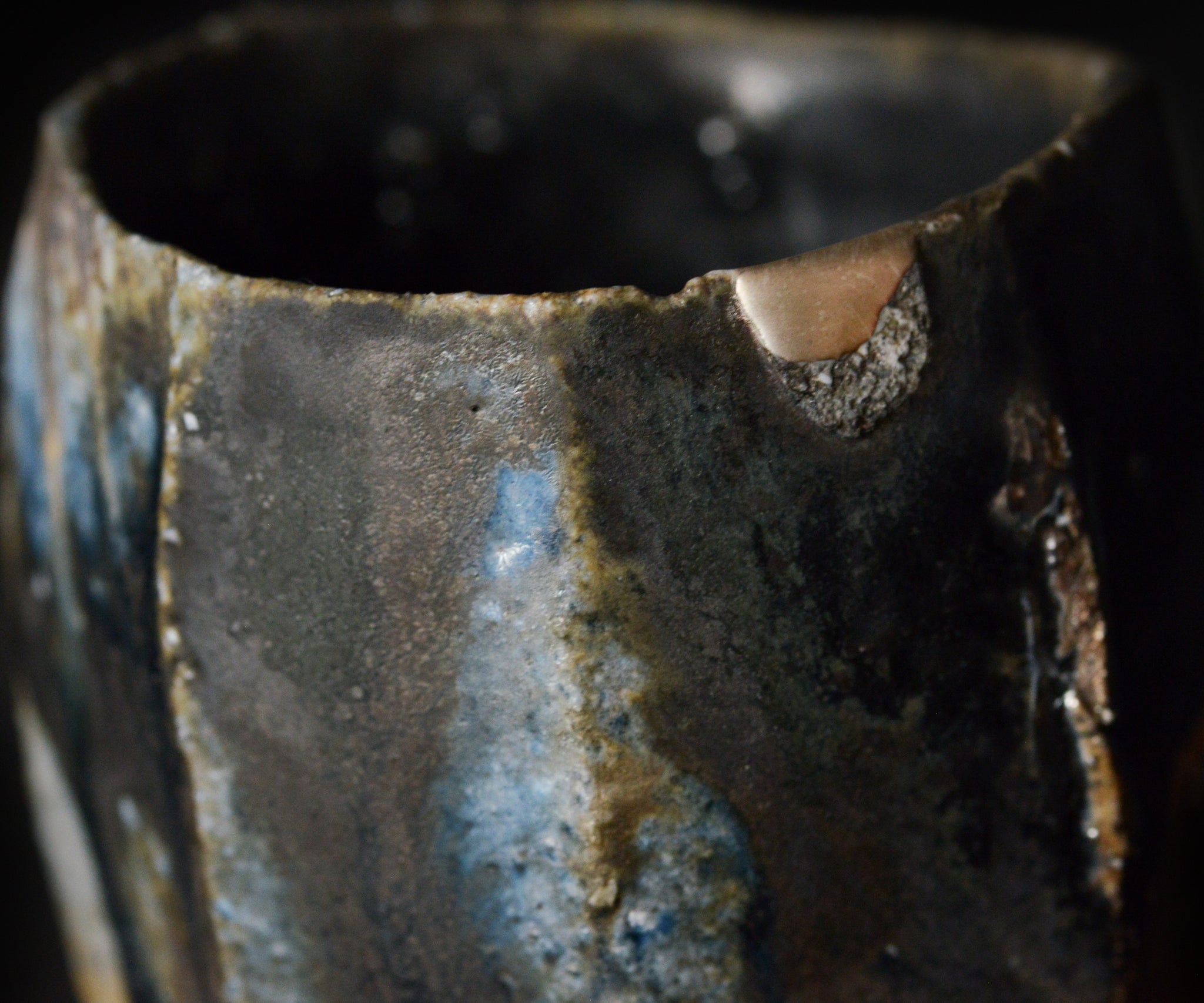 今西公彦　黒丹波酒呑　未使用　箱付 丹波海鼠窯変酒呑（今西公彦） Tanba Sake Cup（Masahiko